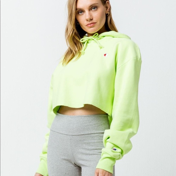 Champion Reverse Weave crop hoodie in lime - Picture 1 of 5
